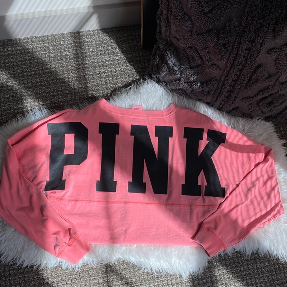 VS Pink! Logo Varsity Crew Long-Sleeve Pullover - Picture 5 of 6